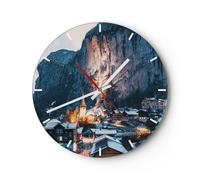 Horloge murale en verre 30x30cm Lauterbrunnen Suisse Vallée Wall Clock