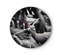 Horloge murale en verre 30x30cm Mains Tolérance Communauté Wall Clock