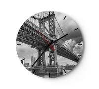 Horloge murale en verre 30x30cm Manhattan Pont Noir Et Blanc Wall Clock