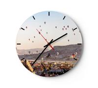 Horloge murale en verre 30x30cm montagnes montgolfière vol Wall Clock