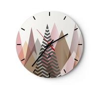 Horloge murale en verre 30x30cm Montagnes Triangles Abstraction Wall Clock
