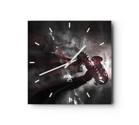 Horloge murale en verre 30x30cm Musicien Saxophoniste Noir Wall Clock