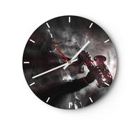 Horloge murale en verre 30x30cm Musicien Saxophoniste Noir Wall Clock