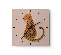 Horloge murale en verre 30x30cm Panthère Graphiques Léopard Wall Clock