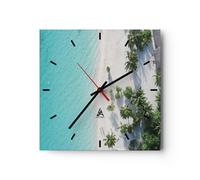 Horloge murale en verre 30x30cm Photographie Aérienne Céleste Plage Wall Clock