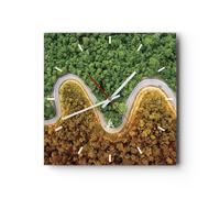 Horloge murale en verre 30x30cm Photographie Aérienne Façon Forest Wall Clock