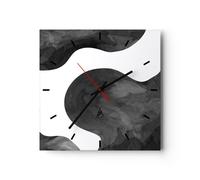 Horloge murale en verre 30x30cm Silencieuse Abstraction Forme Figure Wall Clock