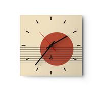 Horloge murale en verre 30x30cm Silencieuse Abstraction Lignes Roue Wall Clock