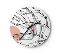 Horloge murale en verre 30x30cm Silencieuse Abstraction Lignes Soleil Wall Clock