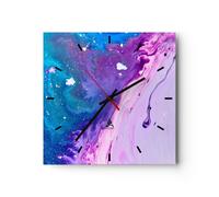 Horloge murale en verre 30x30cm Silencieuse abstraction moderne Wall Clock