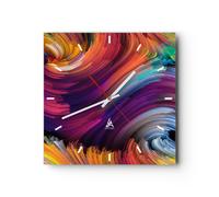 Horloge Murale Design Moderne Abstraction Moderne 30x30cm Petit Pendule Murale en Verre Cuisine Salon Chambre Silencieuse Originale Wall Clock Décoration Murale Art Wall Decor C3AC30x30-3796