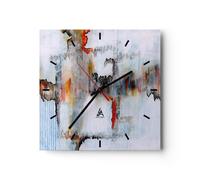 Horloge murale en verre 30x30cm Silencieuse abstraction moderne Wall Clock