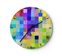 Horloge murale en verre 30x30cm Silencieuse abstraction moderne Wall Clock
