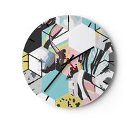 Horloge murale en verre 30x30cm Silencieuse abstraction moderne Wall Clock