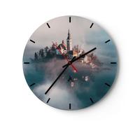 Horloge murale en verre 30x30cm Silencieuse Alpes Bled Église Wall Clock