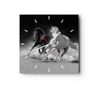 Horloge murale en verre 30x30cm Silencieuse Andalouse Chevaux Galop Wall Clock