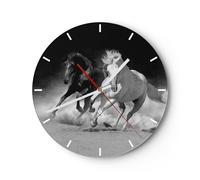 Horloge murale en verre 30x30cm Silencieuse Andalouse Chevaux Galop Wall Clock
