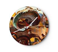 Horloge murale en verre 30x30cm Silencieuse animal abstraction Wall Clock