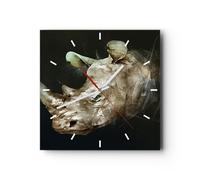Horloge murale en verre 30x30cm Silencieuse animal abstraction Wall Clock