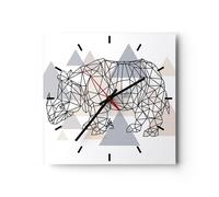 Horloge murale en verre 30x30cm Silencieuse animal abstraction Wall Clock