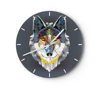 Horloge murale en verre 30x30cm Silencieuse animal abstraction Wall Clock