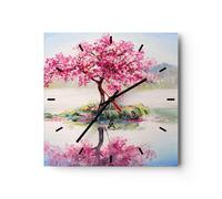 Horloge murale en verre 30x30cm Silencieuse arbre abstraction Wall Clock