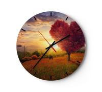 Horloge murale en verre 30x30cm Silencieuse arbre prairie fleur Wall Clock
