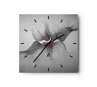 Horloge murale en verre 30x30cm Silencieuse Baiser Amour Couple Wall Clock