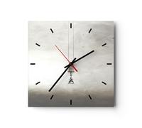 Horloge murale en verre 30x30cm Silencieuse Balançoire Dans Nuages Wall Clock