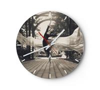 Horloge murale en verre 30x30cm Silencieuse Ballerine Danse Air Wall Clock