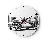 Horloge murale en verre 30x30cm Silencieuse bar voiture route Wall Clock