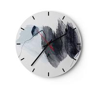 Horloge murale en verre 30x30cm Silencieuse Bleu gris aquarelle Wall Clock