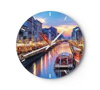 Horloge murale en verre 30x30cm Silencieuse Canal Grande Soir Wall Clock