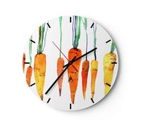 Horloge murale en verre 30x30cm Silencieuse carotte légume Wall Clock Decoration
