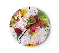 Horloge murale en verre 30x30cm Silencieuse carte monde moderne Wall Clock