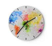 Horloge murale en verre 30x30cm Silencieuse carte monde moderne Wall Clock