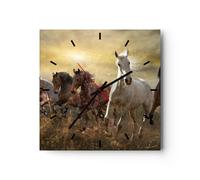 Horloge murale en verre 30x30cm Silencieuse cheval animal nature Wall Clock