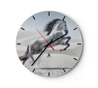 Horloge murale en verre 30x30cm Silencieuse cheval animal nature Wall Clock