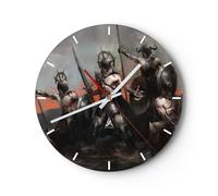 Horloge murale en verre 30x30cm Silencieuse chevalier armure Wall Clock