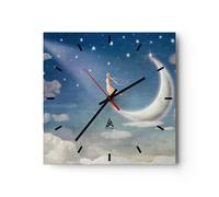 Horloge murale en verre 30x30cm Silencieuse ciel étoile Wall Clock Decoration
