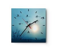 Horloge murale en verre 30x30cm Silencieuse cigogne oiseau nature Wall Clock