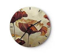 Horloge murale en verre 30x30cm Silencieuse coquelicot fleur prairie Wall Clock