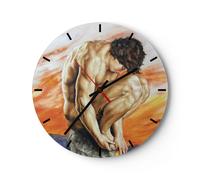 Horloge murale en verre 30x30cm Silencieuse Corps Homme Coloré Wall Clock