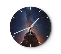 Horloge murale en verre 30x30cm Silencieuse Cosmos Échelle Homme Wall Clock