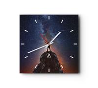 Horloge murale en verre 30x30cm Silencieuse Cosmos Échelle Homme Wall Clock