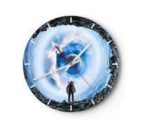 Horloge murale en verre 30x30cm Silencieuse cosmos planète Wall Clock Decoration