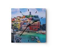 Horloge murale en verre 30x30cm Silencieuse Couleurs Bâtiments Italie Wall Clock