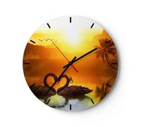 Horloge murale en verre 30x30cm Silencieuse cygne eau couple Wall Clock