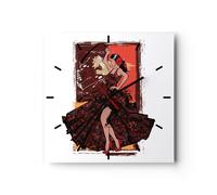 Horloge murale en verre 30x30cm Silencieuse danse danseuse Wall Clock Decoration