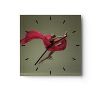 Horloge murale en verre 30x30cm Silencieuse Danseur ballet artiste Wall Clock